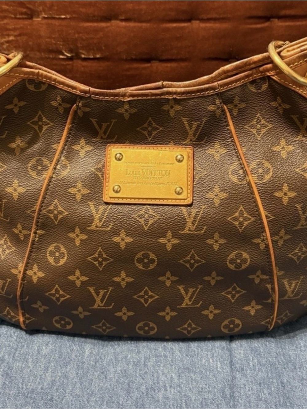Louis Vuitton Monogram Canvas Shoulder Bag with Tan Trim
